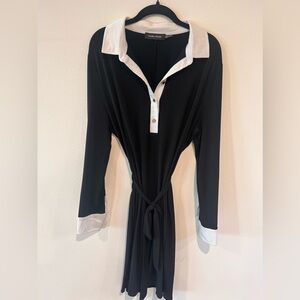 Like new Ivanka Trump Black and white collared dress with gold buttons SZ- LG.